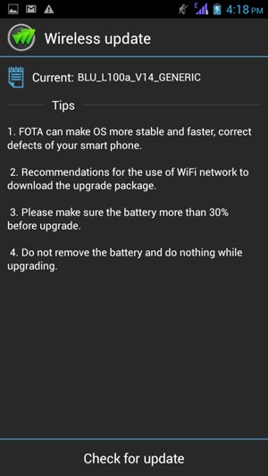 Selecteer Check for update