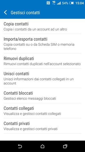 Seleziona Importa/esporta contatti