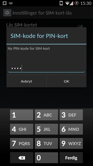 Skriv inn Ny PIN-kode for SIM-kort og velg OK