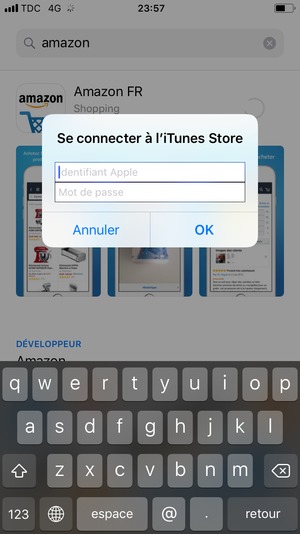 Saisissez votre Identifiant Apple et mot de passe et sélectionnez OK