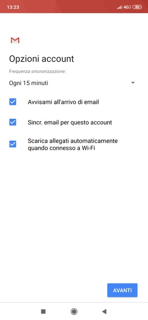Seleziona AVANTI