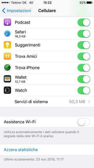 Scorri verso il basso e imposta Assistenza Wi-Fi su Off