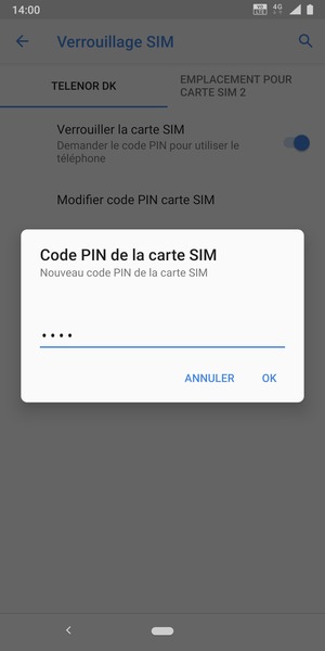 Saisissez votre Nouveau code PIN de la carte SIM et sélectionnez OK