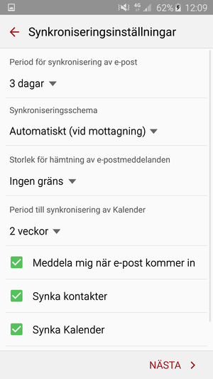 Välj NÄSTA