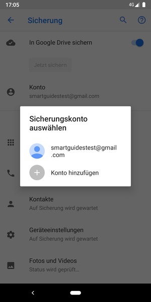Wählen Sie Ihr Konto für Backup