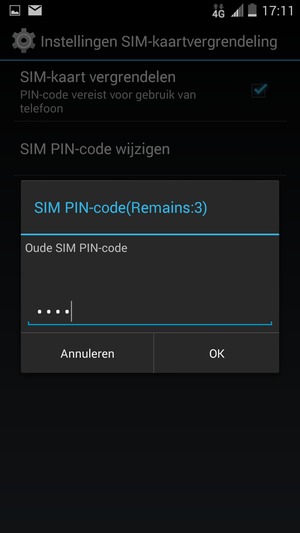 Voer uw Oude SIM PIN-code in en selecteer OK