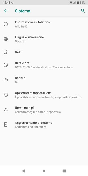Seleziona Aggiornamento di sistema