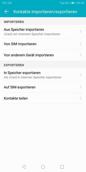 Wählen Sie Von SIM importieren