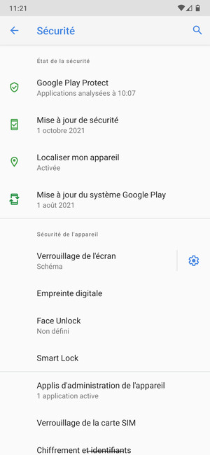 Sélectionnez Verrouillage de la carte SIM