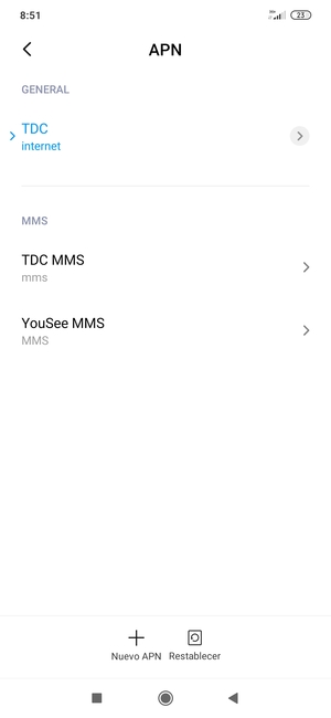 El teléfono ha sido configurado para MMS