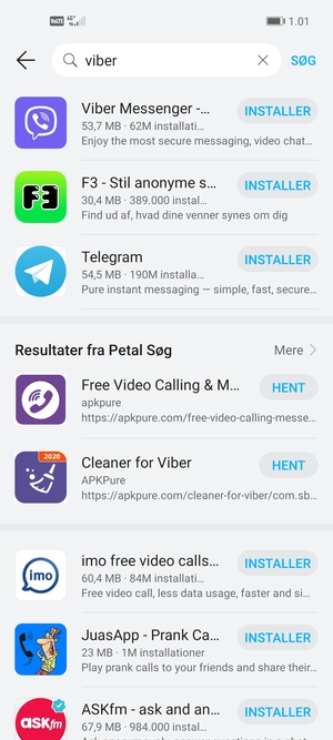 Vælg appen