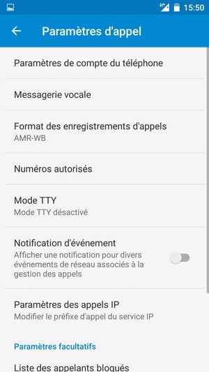 Sélectionnez Messagerie vocale