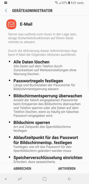Wählen Sie AKTIVIEREN