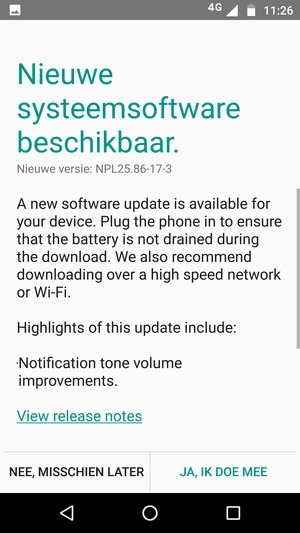 Als uw telefoon niet up-to-date is, selecteert u JA, IK DOE MEE
