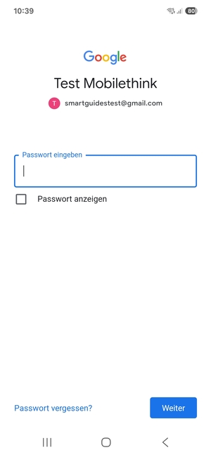 Geben Sie Ihre Gmail Passwort ein und wählen Sie Weiter