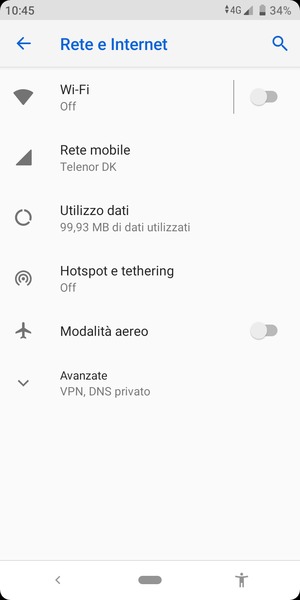 Seleziona Rete mobile