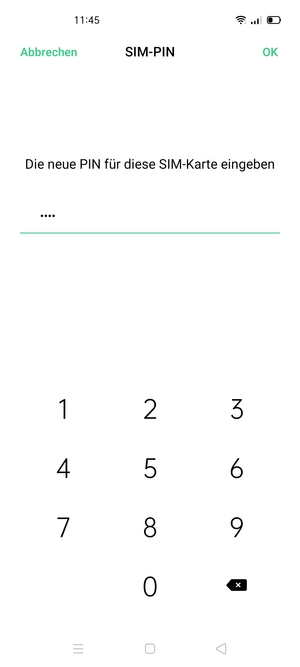 Geben Sie Ihre Neue PIN für die SIM-Karte ein und wählen Sie OK