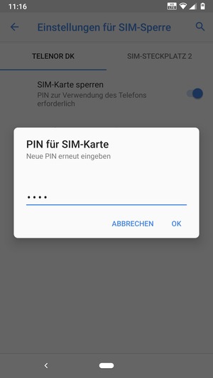 Bestätigen Sie Ihre neue PIN der SIM-Karte und wählen Sie OK