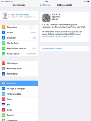 Falls Ihr iPhone nicht aktualisiert ist, wählen Sie Laden und isntallieren