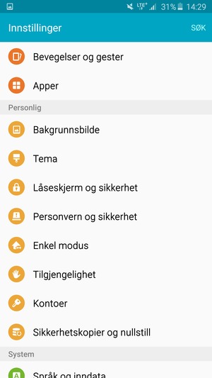 Bla til og velg Kontoer
