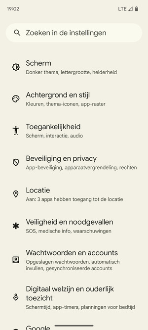 Scroll naar en selecteer Locatie
