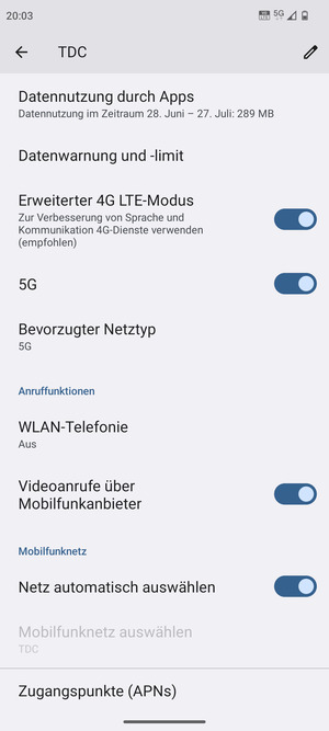 Scrollen Sie und wählen Sie Zugangspunkte (APNs)