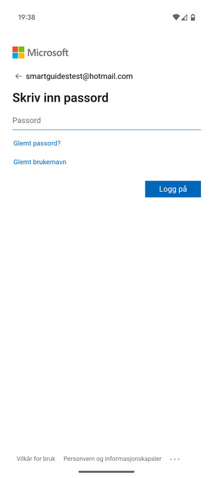 Skriv inn passord og velg Logg på