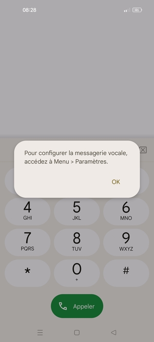 Si votre messagerie vocale n'est pas configurée, sélectionnez OK