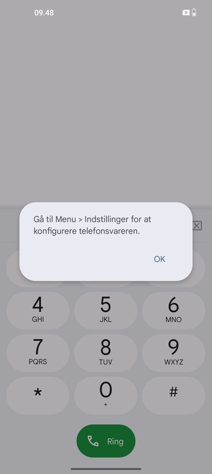 Hvis din telefonsvarer ikke er sat op, vælg OK