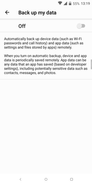 Turn Back up my data on