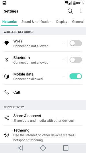Select Networks and Tethering