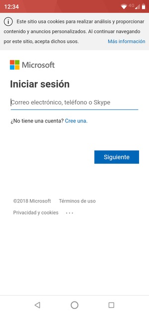 Introduzca su Dirección de correo electrónico y seleccione Siguiente