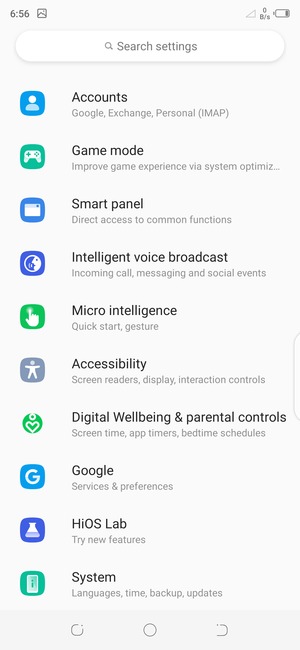 Scroll to and select System
