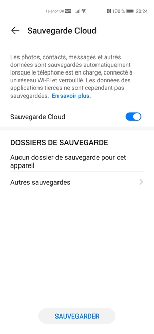 Sélectionnez SAUVEGARDER