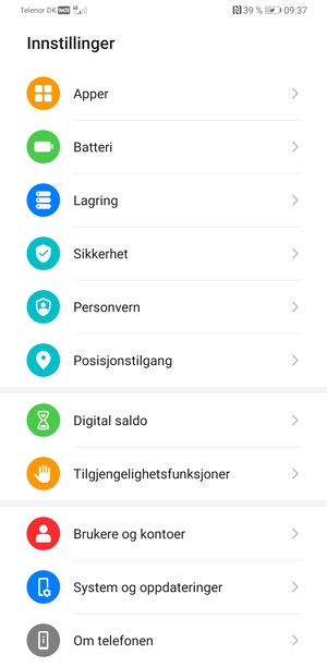 Bla til og velg System og oppdateringer