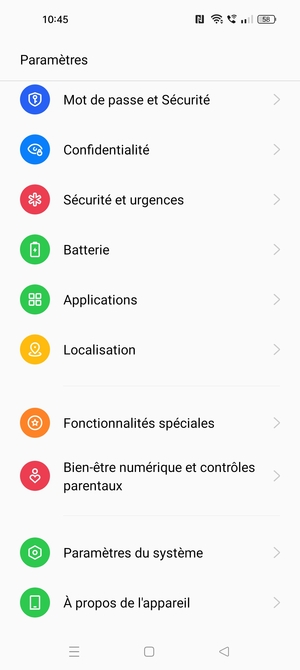 Faites défiler et sélectionnez Mot de passe et Sécurité