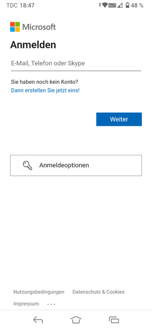 Geben Sie Ihre E-Mail-Adresse ein und wählen Sie Weiter