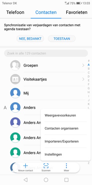 Selecteer Importeren/Exporteren