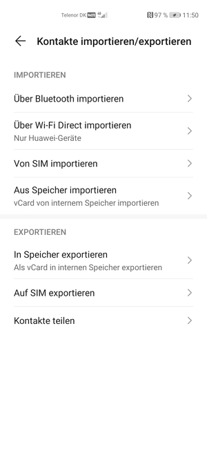 Wählen Sie Von SIM importieren