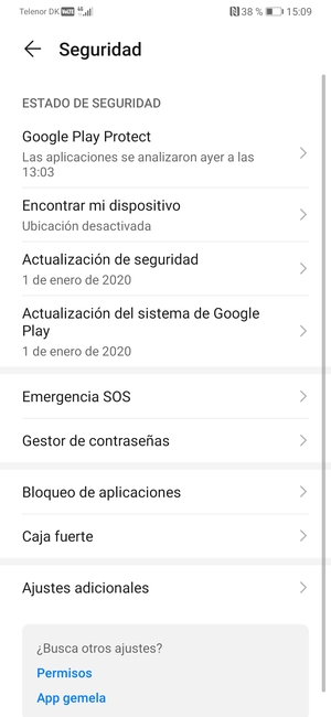Seleccione Ajustes adicionales