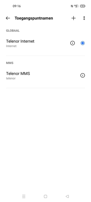 Selecteer het toegangspunt voor internet