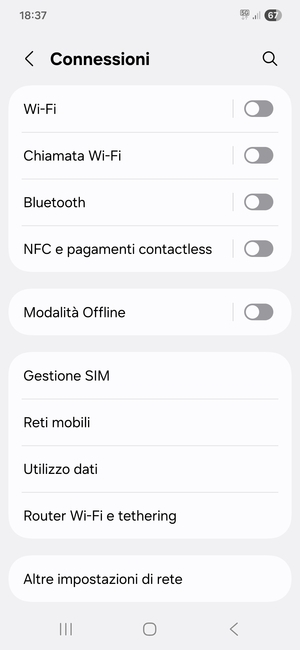 Seleziona Reti mobili