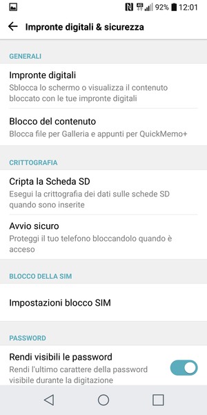Seleziona Impostazioni blocco SIM