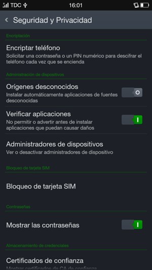 Para cambiar el PIN de la tarjeta SIM, vuelva al menú Seguridad y Privacidad y seleccione Bloqueo de tarjeta SIM