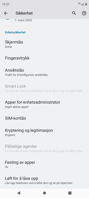 Bla til og velg SIM-kortlås