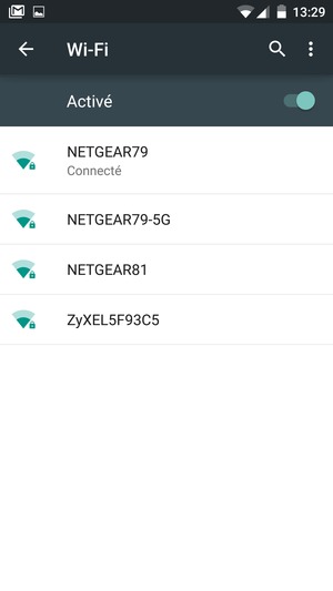 Vous êtes maintenant connecté au réseau Wi-Fi