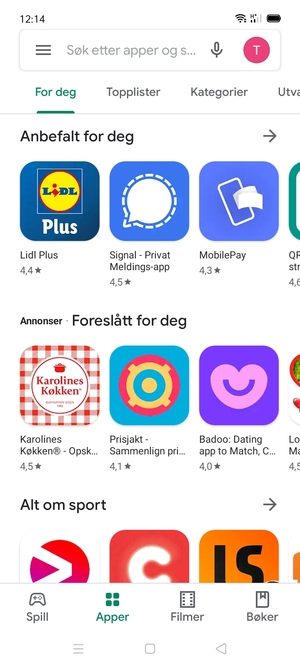 Velg søkefelt