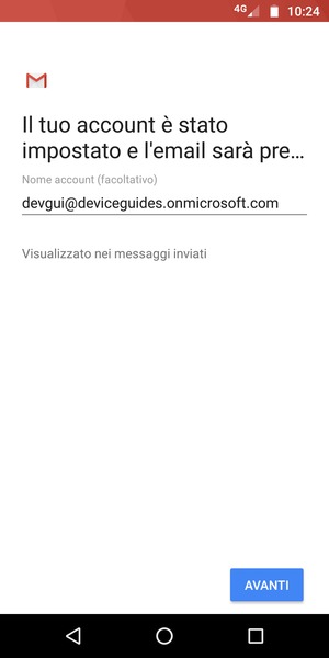 Scegli un nome per il tuo account e seleziona AVANTI