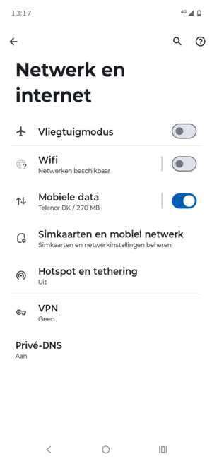 Selecteer Wifi