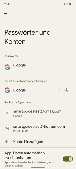 Wählen Sie Ihr Google Konto